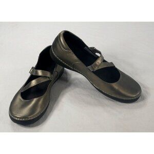 Vionic Orthaheel Judith Pewter Metallic Leather Mary Jane Shoes Wms Size 8.5